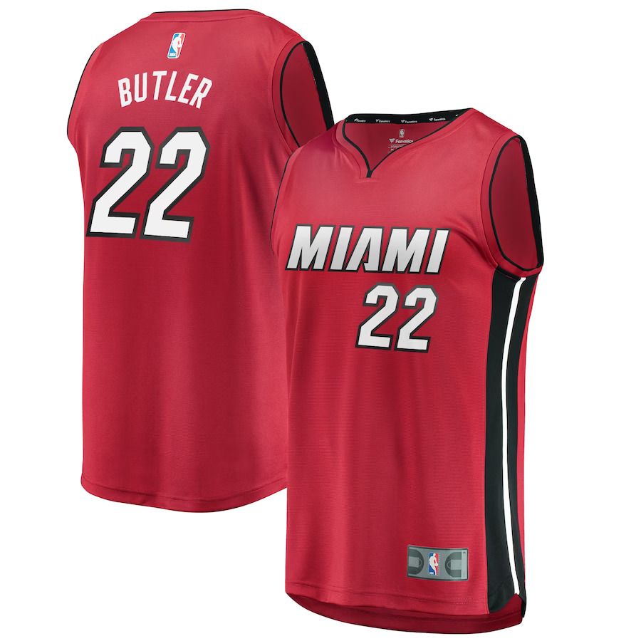 Men Miami Heat #22 Jimmy Butler Fanatics Branded Red Fast Break Replica NBA Jersey->miami heat->NBA Jersey